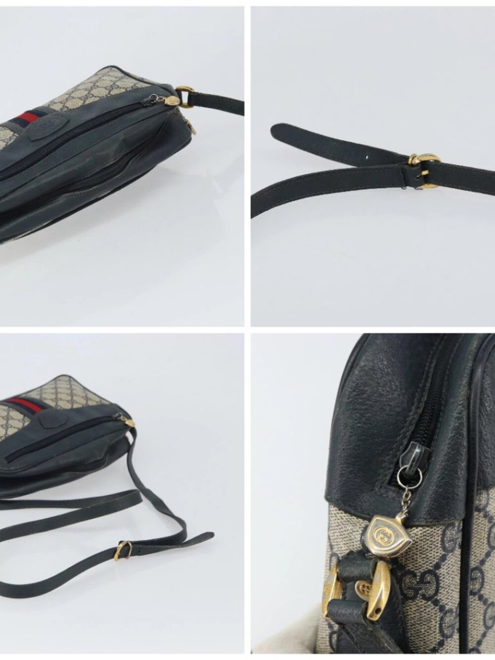 GUCCI GG Supreme Sherry Line Shoulder Bag PVC Navy Gold 001 56 0860 Auth ep12680 - Picture 16 of 16